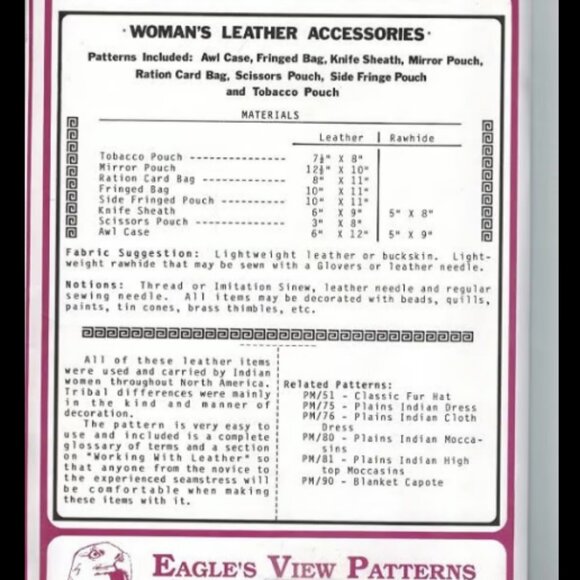 Vintage Eagle View Women's Leather Accessories Sewing Pattern - Pouches, Cases - Picture 2 of 3